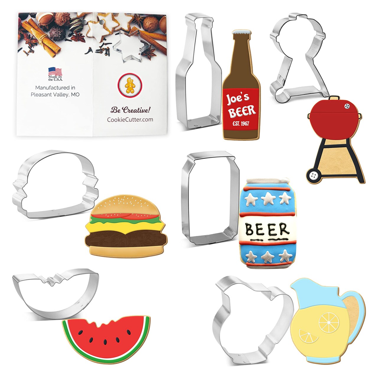 CookieCutter.com Summer Picnic BBQ Grill Cookie Cutter 6 Pc Set HS0466 - USA Made